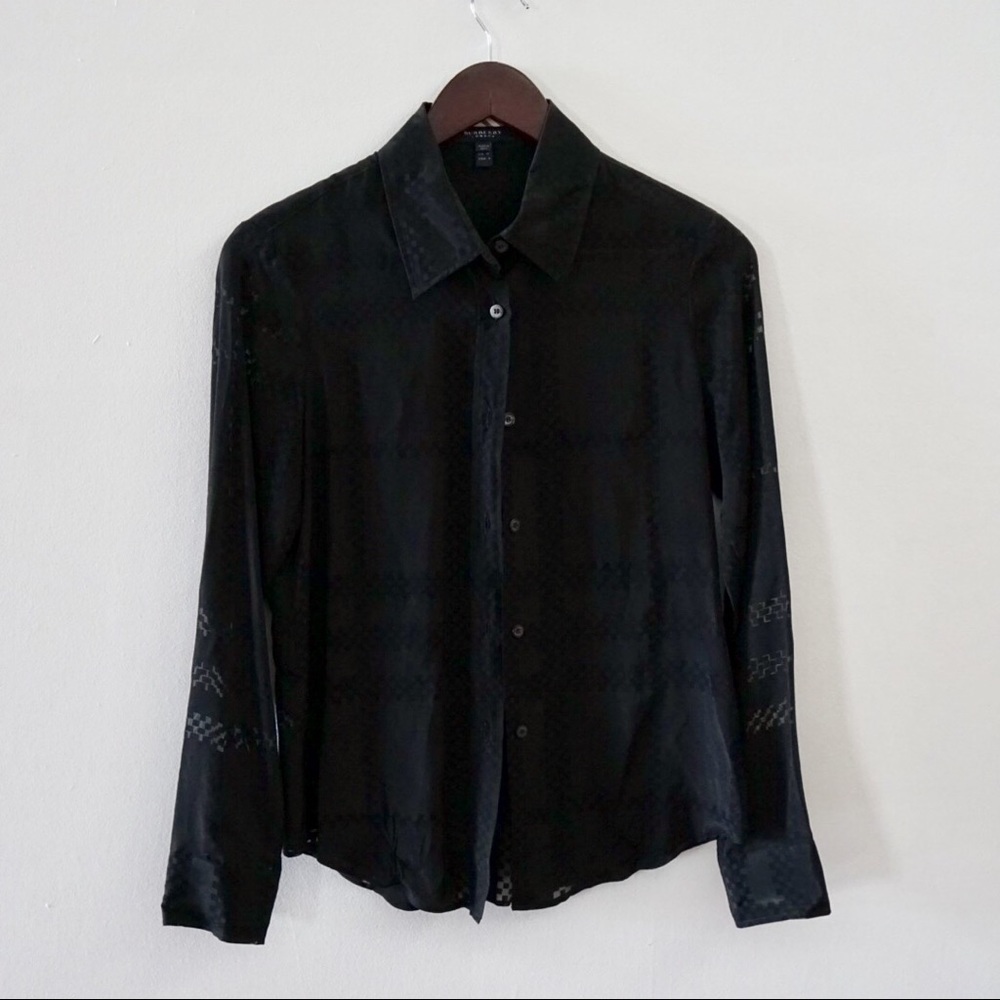 Sheer Checkered Burberry Blouse